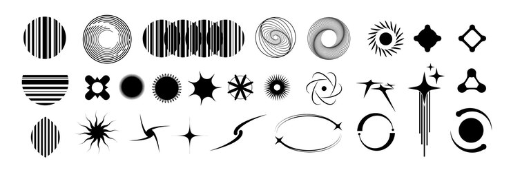 Ücretsiz Vektör retro futuristic black icons set