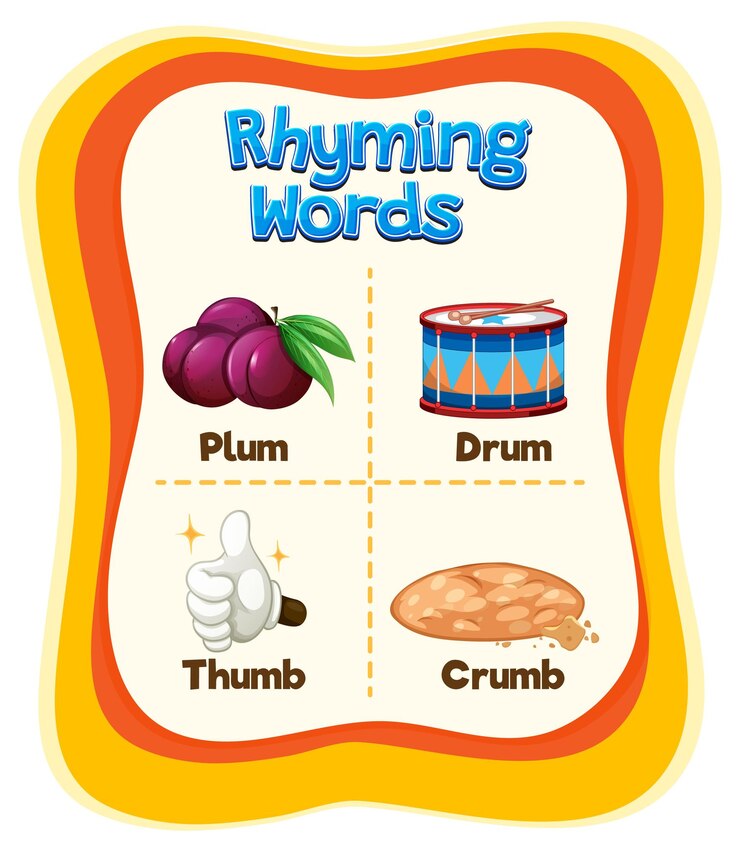 Ücretsiz Vektör rhyming words educational chart
