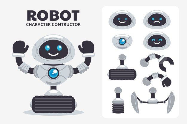 Robot character constructor set illustration