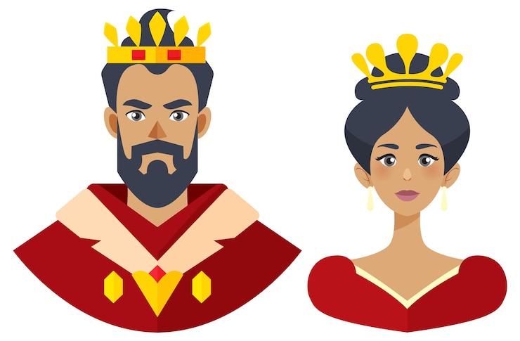 Ücretsiz Vektör royal king and queen portrait