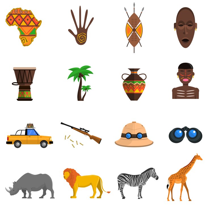 Ücretsiz Vektör safari i̇konları seti