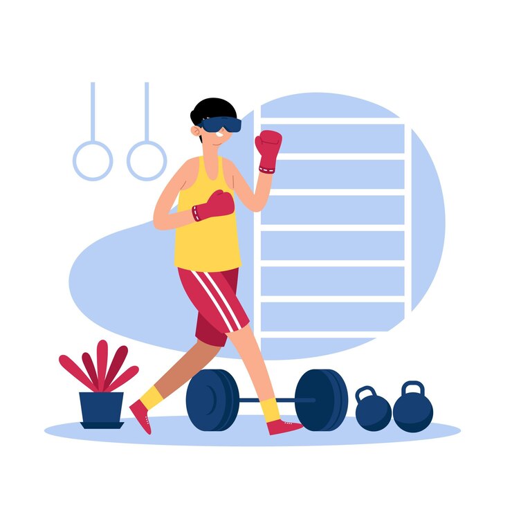 Ücretsiz Vektör sanal spor salonunda spor yapan adam