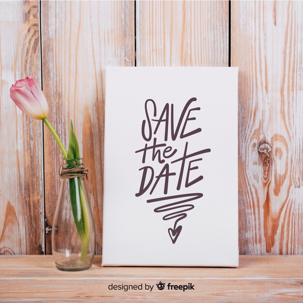 save the date lettering with photo