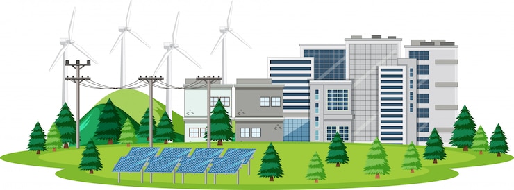 Ücretsiz Vektör scene with clean energy in the city