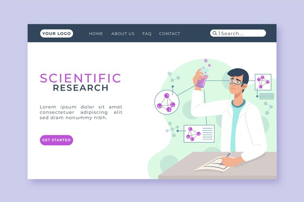scientific research landing page template
