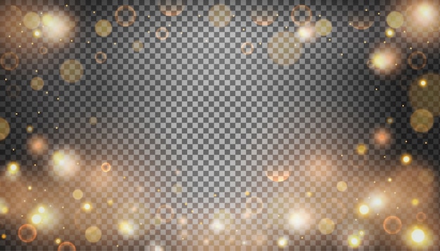 Şeffaf bir arka planda izole edilmiş parlak bokeh efekti.
