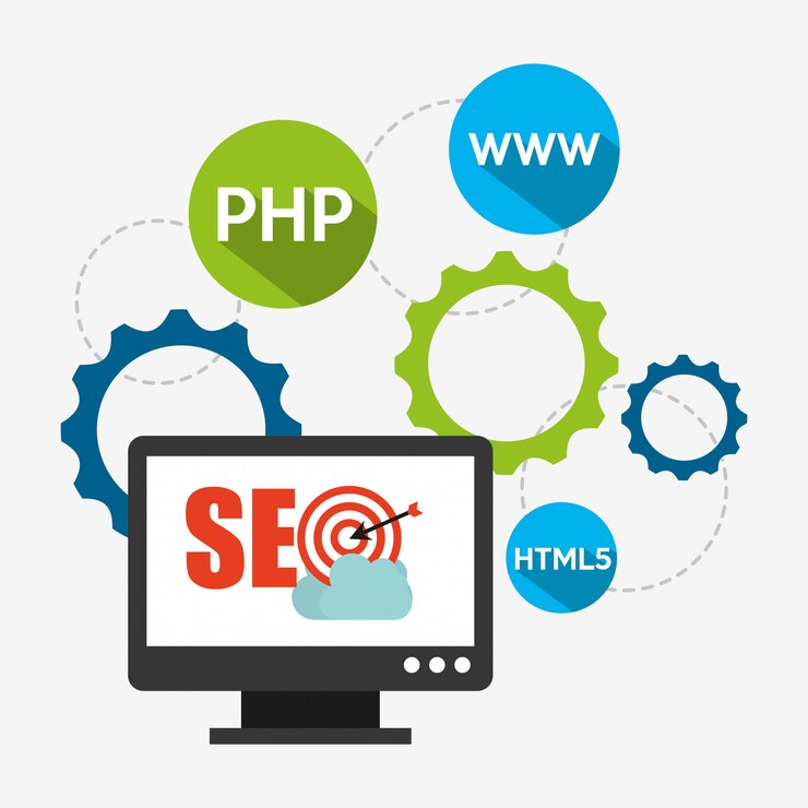 Ücretsiz Vektör seo concept illustration