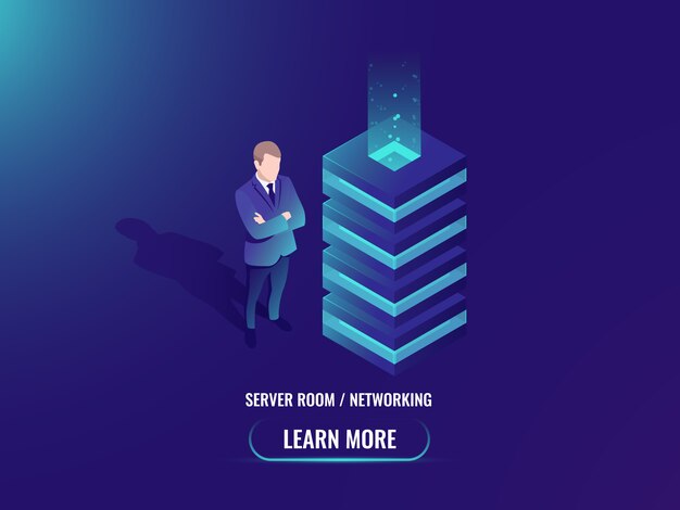 server room, cloud storage concept, super computer, big data processing
