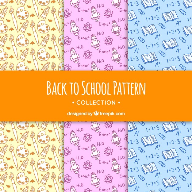 Set of back to school patterns