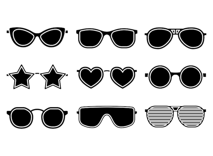 Ücretsiz Vektör set of different style glasses glyph