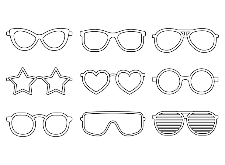 Ücretsiz Vektör set of different style glasses outline