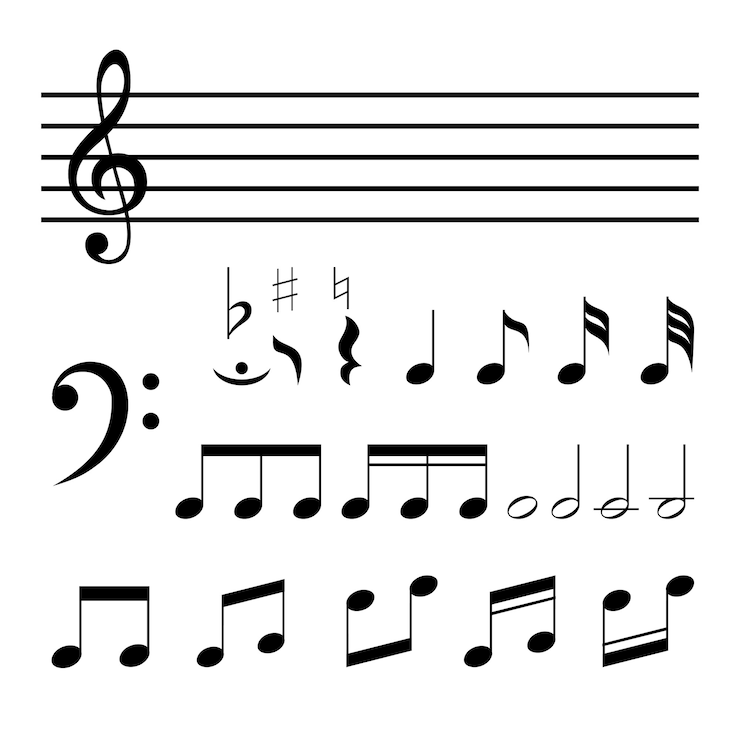 Ücretsiz Vektör set of music notes isolated on white