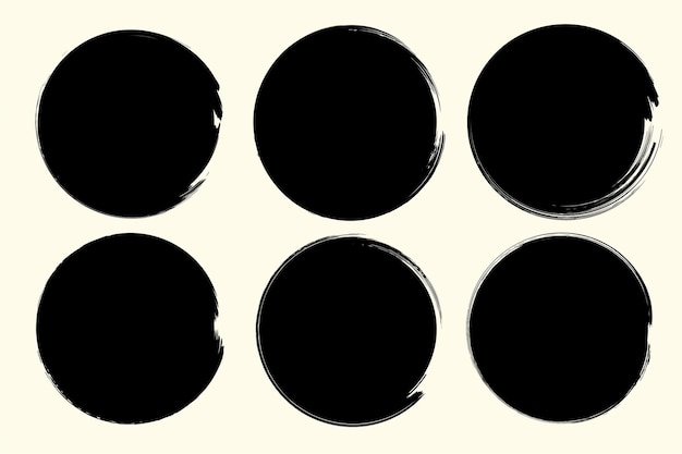 Set of round grunge brush frames