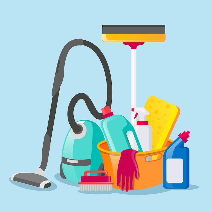 Ücretsiz Vektör set of surface cleaning products