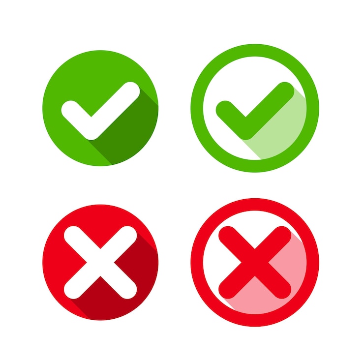 Ücretsiz Vektör set of yes and no tick icon design
