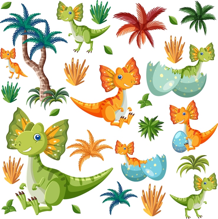 Ücretsiz Vektör sevimli dinozor seamless pattern
