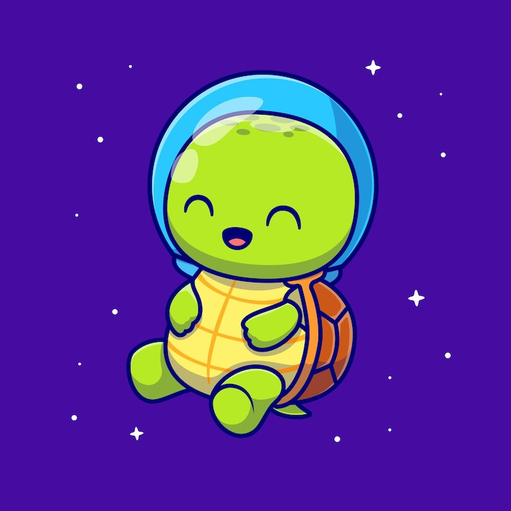 Ücretsiz Vektör sevimli kaplumbağa astronot karikatür vektör simge i̇llüstrasyonu. hayvan teknoloji simge konsepti i̇zole premium vektör. düz karikatür stili