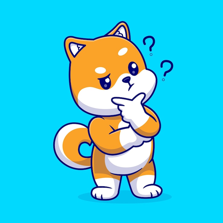 Ücretsiz Vektör sevimli shiba inu köpeği düşünen karikatür vektör simge i̇llüstrasyonu hayvan doğa simge i̇zole düz