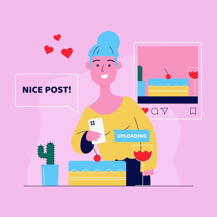 Ücretsiz Vektör sharing content on social media