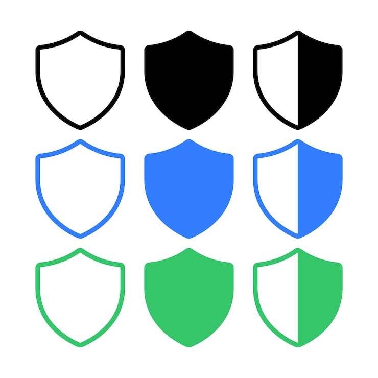 Ücretsiz Vektör shields set black blue and green