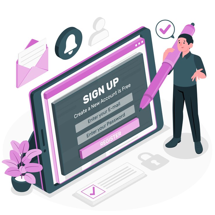 Ücretsiz Vektör sign up concept illustration