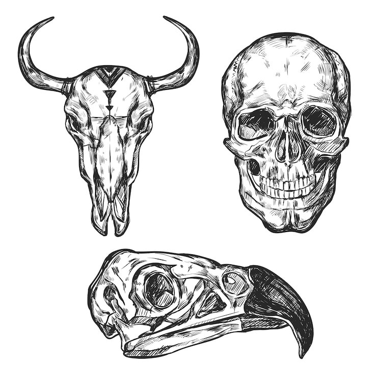 Ücretsiz Vektör skull illustration set