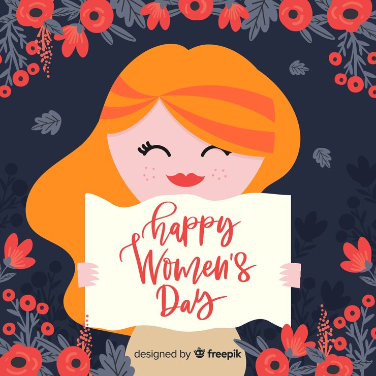 Ücretsiz Vektör smiling redhead woman's day background