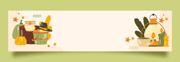 Ücretsiz Vektör sonbahar mevsimi için düz twitch banner şablonu