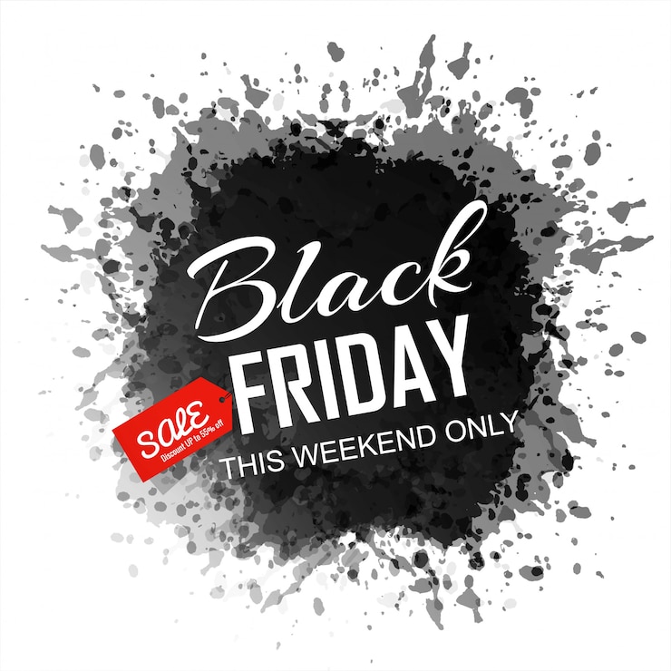 Ücretsiz Vektör soyut black friday mürekkep sıçratma afişi
