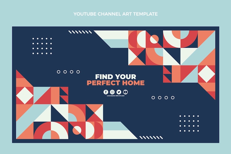 Ücretsiz Vektör soyut geometrik emlak youtube kanal resmi