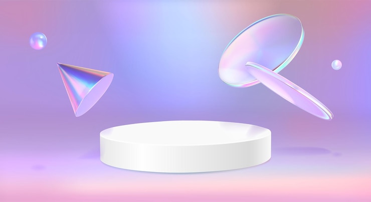 Ücretsiz Vektör soyut pastel arka planlı 3d hologram podyum