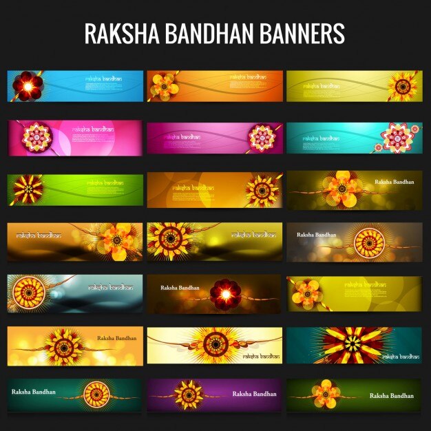 Ücretsiz Vektör soyut raksha bandhan afişleri seti