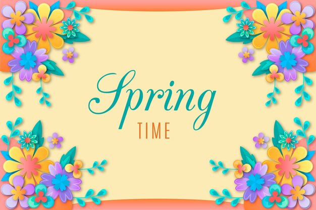 Spring background in colorful paper style