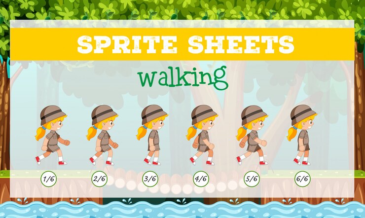 Ücretsiz Vektör sprite sayfaları yürüyen kız
