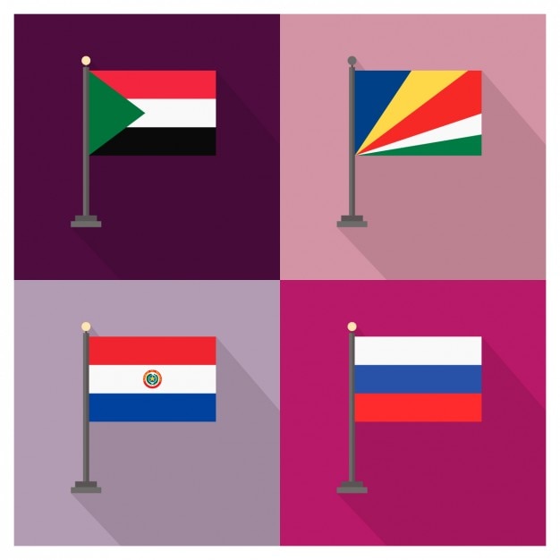 Ücretsiz Vektör sudan, seyşeller, paraguay ve rusya bayrakları