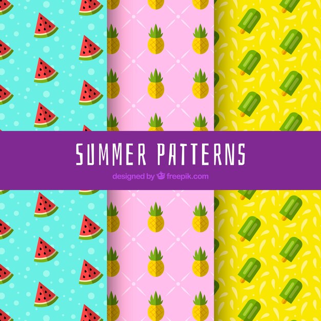 summer patterns collection with beach elements