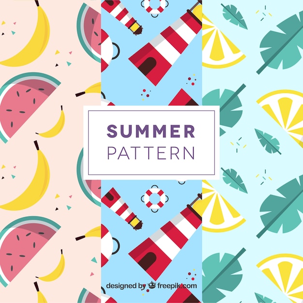 Summer patterns collection with beach elements