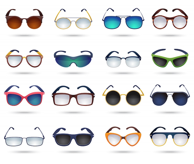 Ücretsiz Vektör sunglasses fashion reflection mirror icons set