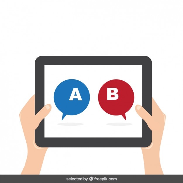 tablet with speech bubbles on the screen