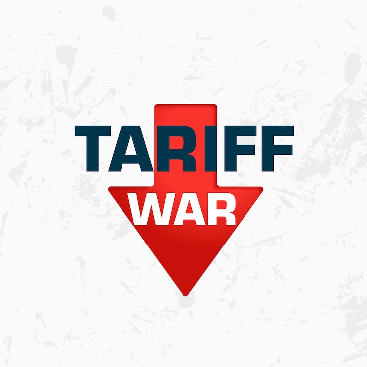Ücretsiz Vektör tariff war symbol with declining red arrow
