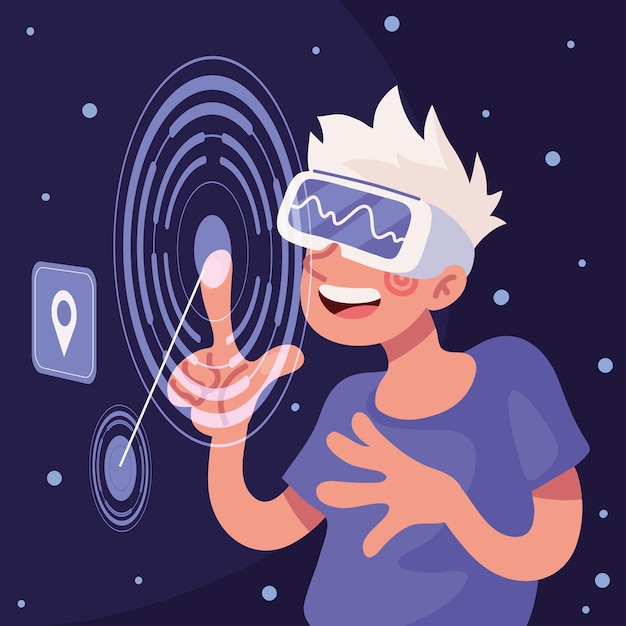 teenage wearing vr playing in metaverse, related