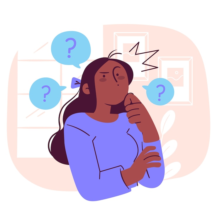 Ücretsiz Vektör thinking face concept illustration