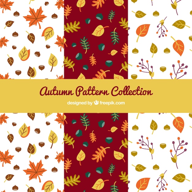 three different patterns for autumn
