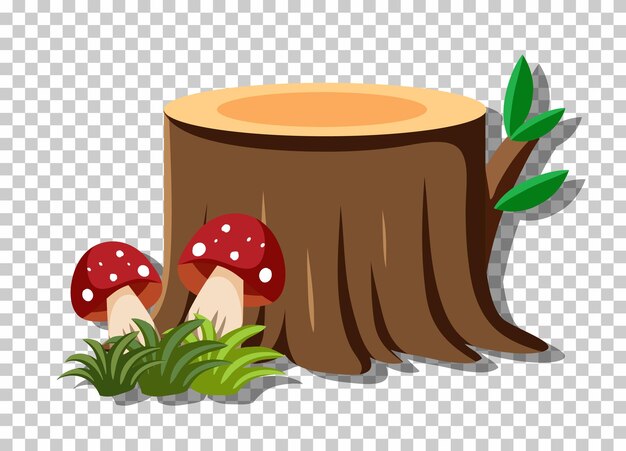 tree stump isolated on grid background