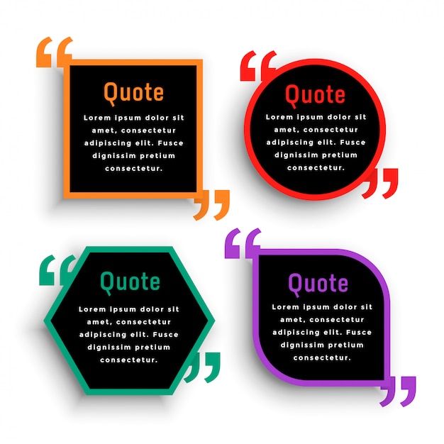 Trendy dark color quote mark template design