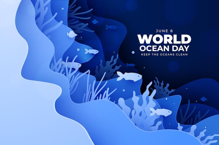 Ücretsiz Vektör underwater life paper style world ocean day