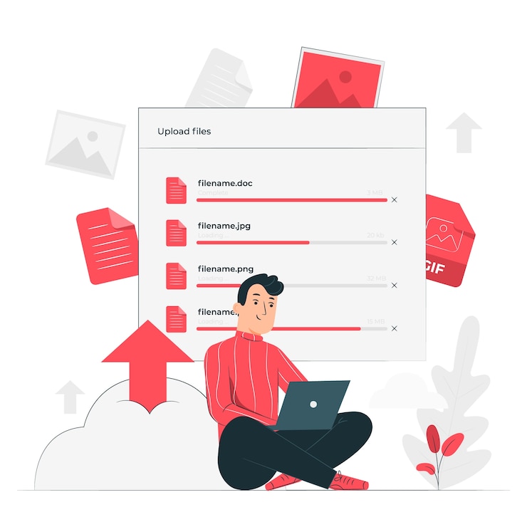 Ücretsiz Vektör upload concept illustration