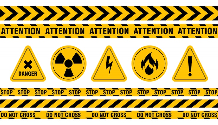 Ücretsiz Vektör various danger ribbon and sign set