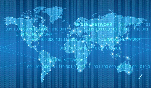 Vector Global Telecommunications Network System Concept Horizontally Repeatable