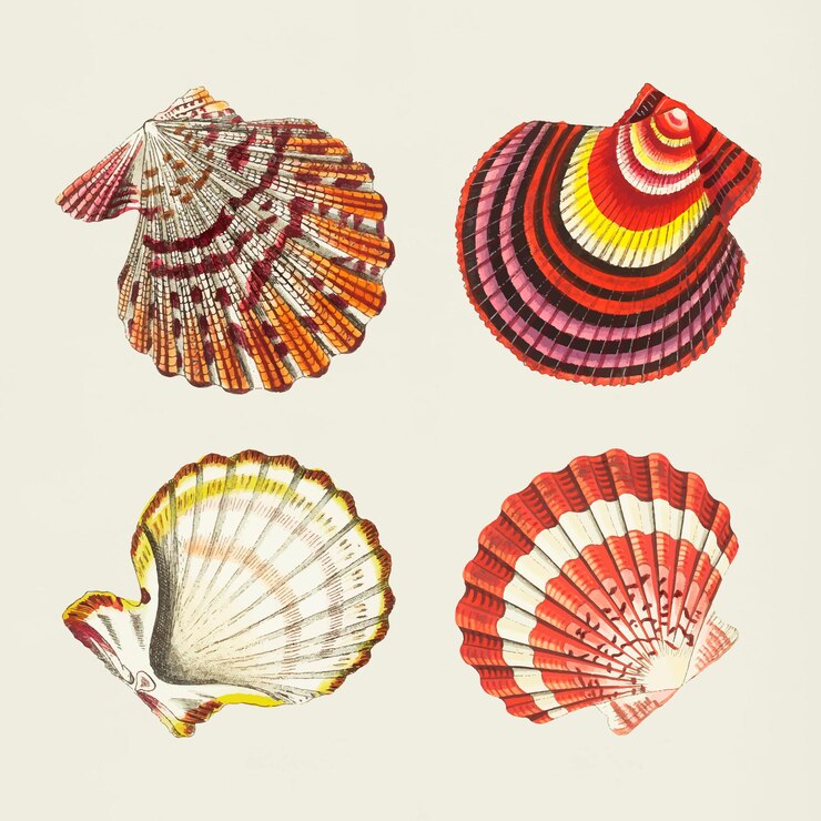 Ücretsiz Vektör vector seashells colorful stickers vintage set